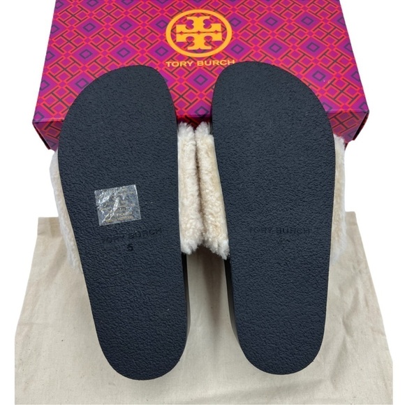 ✨ Tory Burch Faux-Shearling Double T Flatform Slides | NWT | Size 5 - Picture 14 of 15